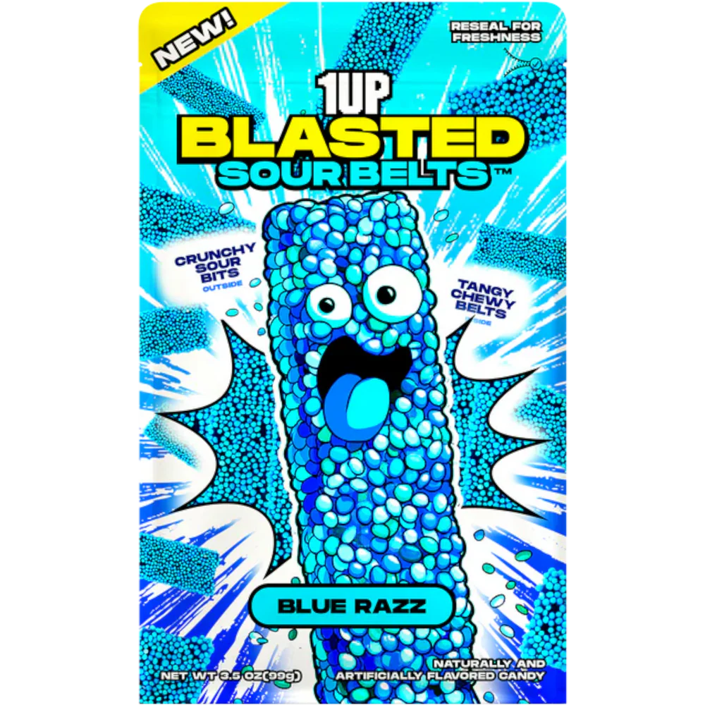 1UP - Blasted Blue Razz Sour Belts