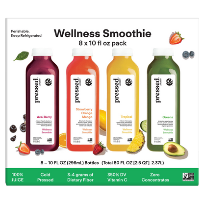 Pressed Juicery Variety Pack - Acai Berry, Strawberry Orange Mango, Tropical, Greens