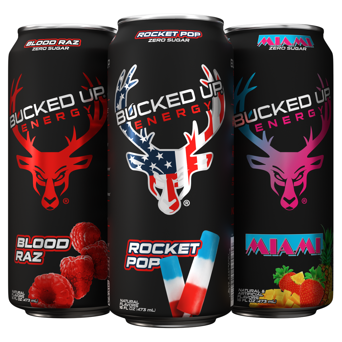 Bucked Up Variety Pack - Rocket Pop, White Gummy Deer, Miami