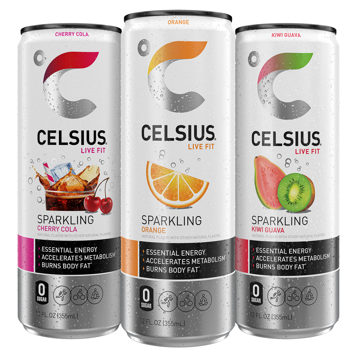 CELSIUS Variety Pack - Cherry Cola, Orange, Kiwi Guava