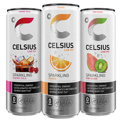 CELSIUS Variety Pack - Cherry Cola, Orange, Kiwi Guava