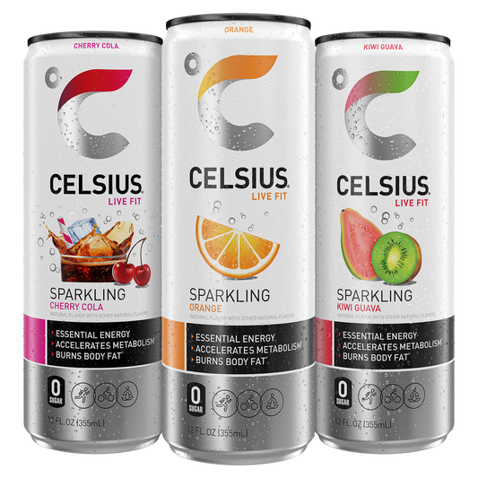 CELSIUS Variety Pack - Cherry Cola, Orange, Kiwi Guava