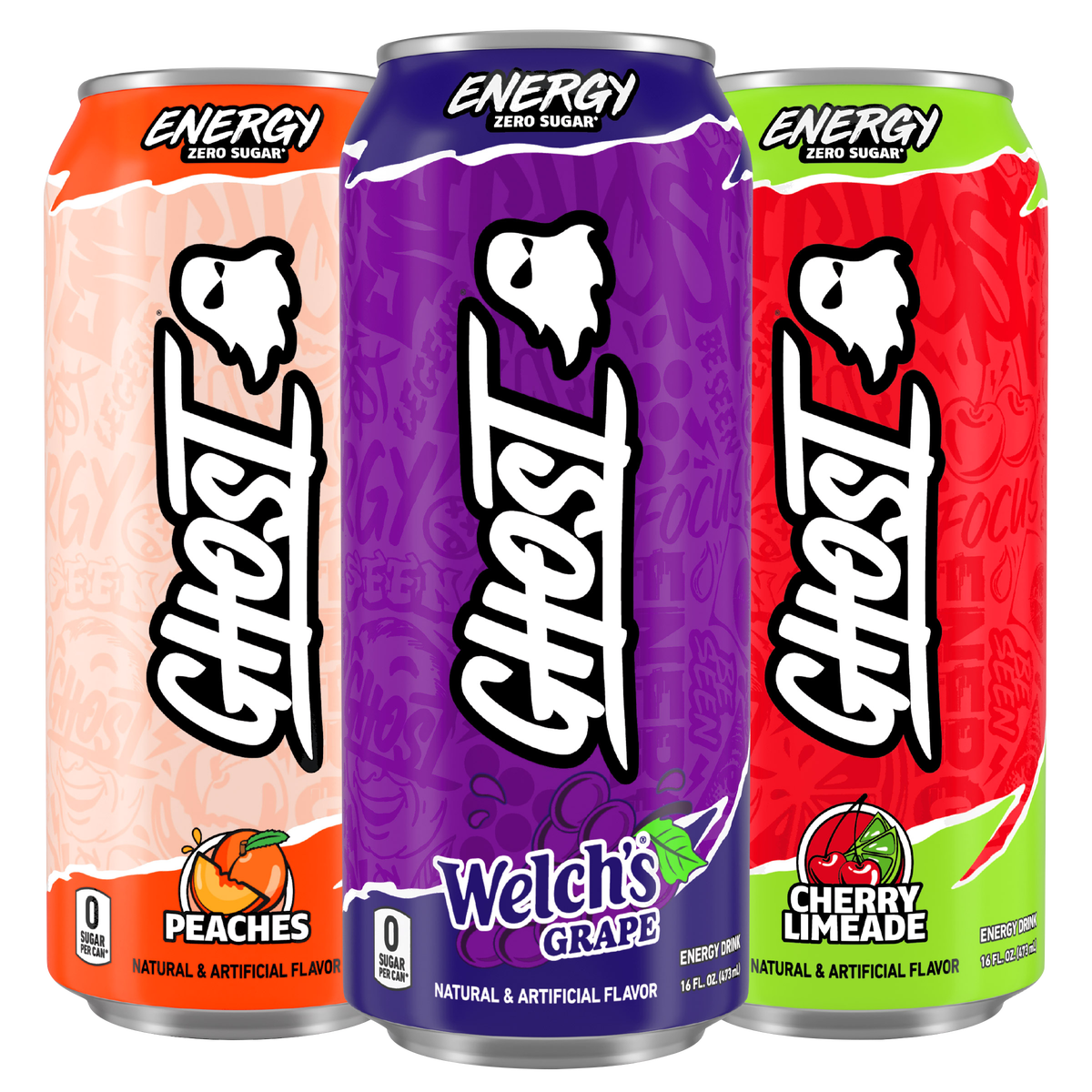 Ghost Variety Pack - Peaches, Welch's Grape, Cherry Limeade