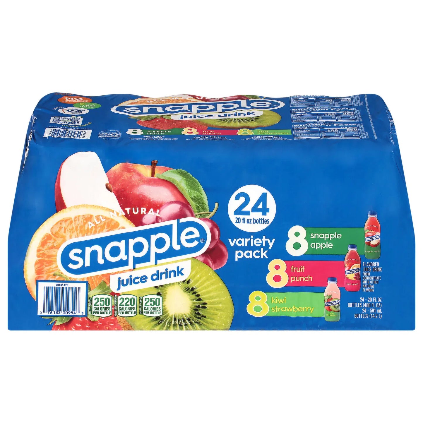 Snapple Juice Drink Variety Pack - Kiwi Strawberry, Fruit Punch, Snapple Apple