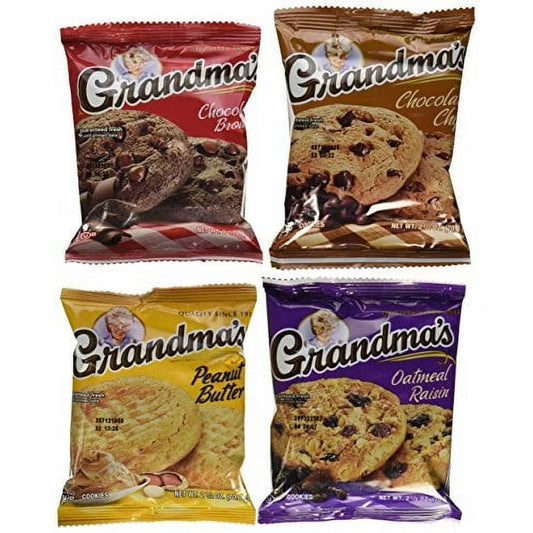 Grandma's Cookies Variety Pack - Chocolate Chip, Peanut Butter, Chocolate Brownie, Oatmeal Raisin