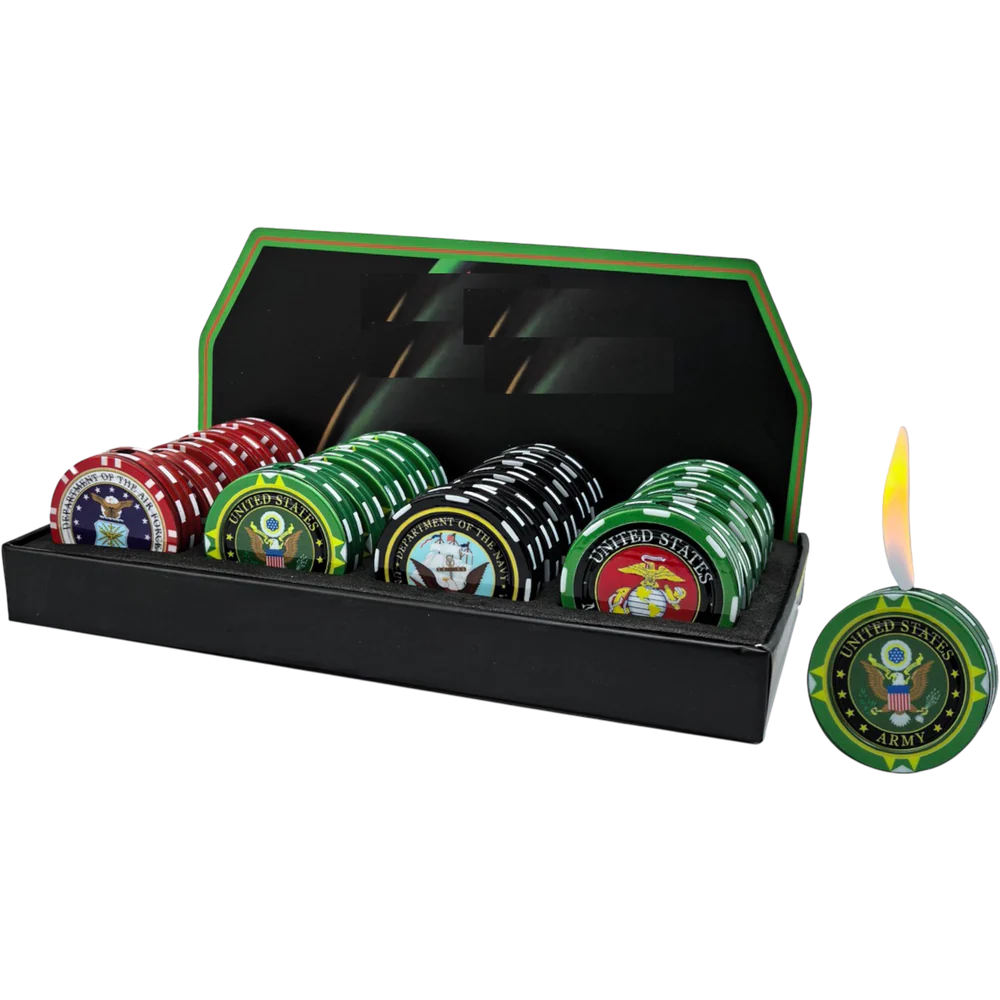 Click United States Service Poker Chip Lighter