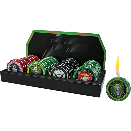 Click United States Service Poker Chip Lighter